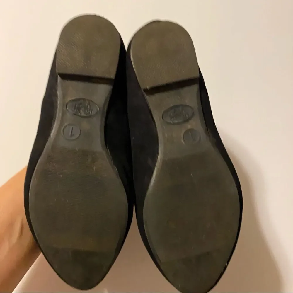 Faded glory Girls ballet slipper zipper back pointed toe flat shoes faux suede 1
